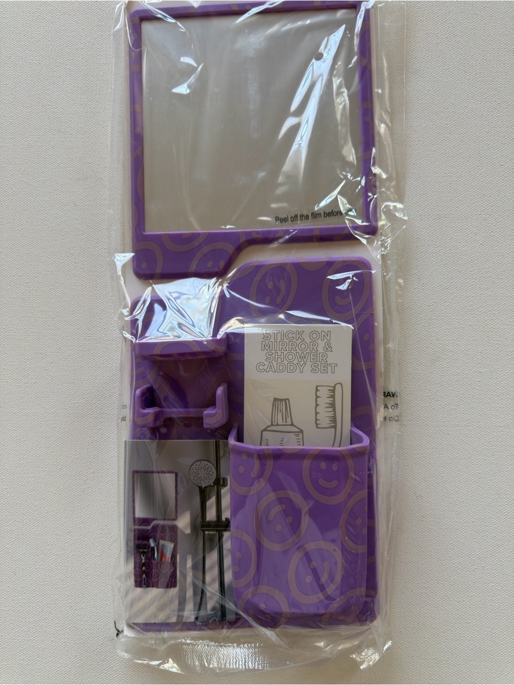 NWT Target Purple Stick-On Mirror & Shower Caddy Set (B)